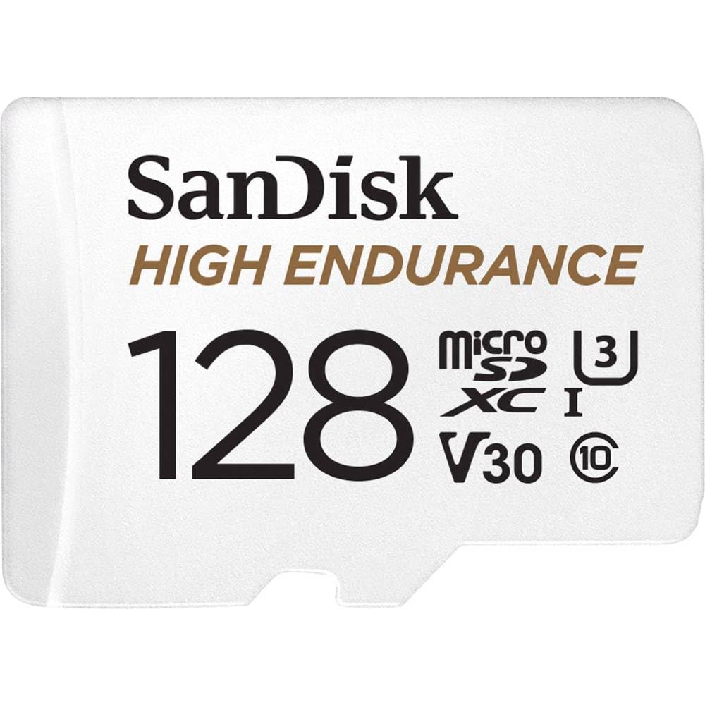 SanDisk 128GB High Endurance Video MicroSDXC Card with Adapter for Dash Cam and Home Monitoring systems - C10, U3, V30, 4K UHD, Micro SD Card - SDSQQNR-128G-GN6IA