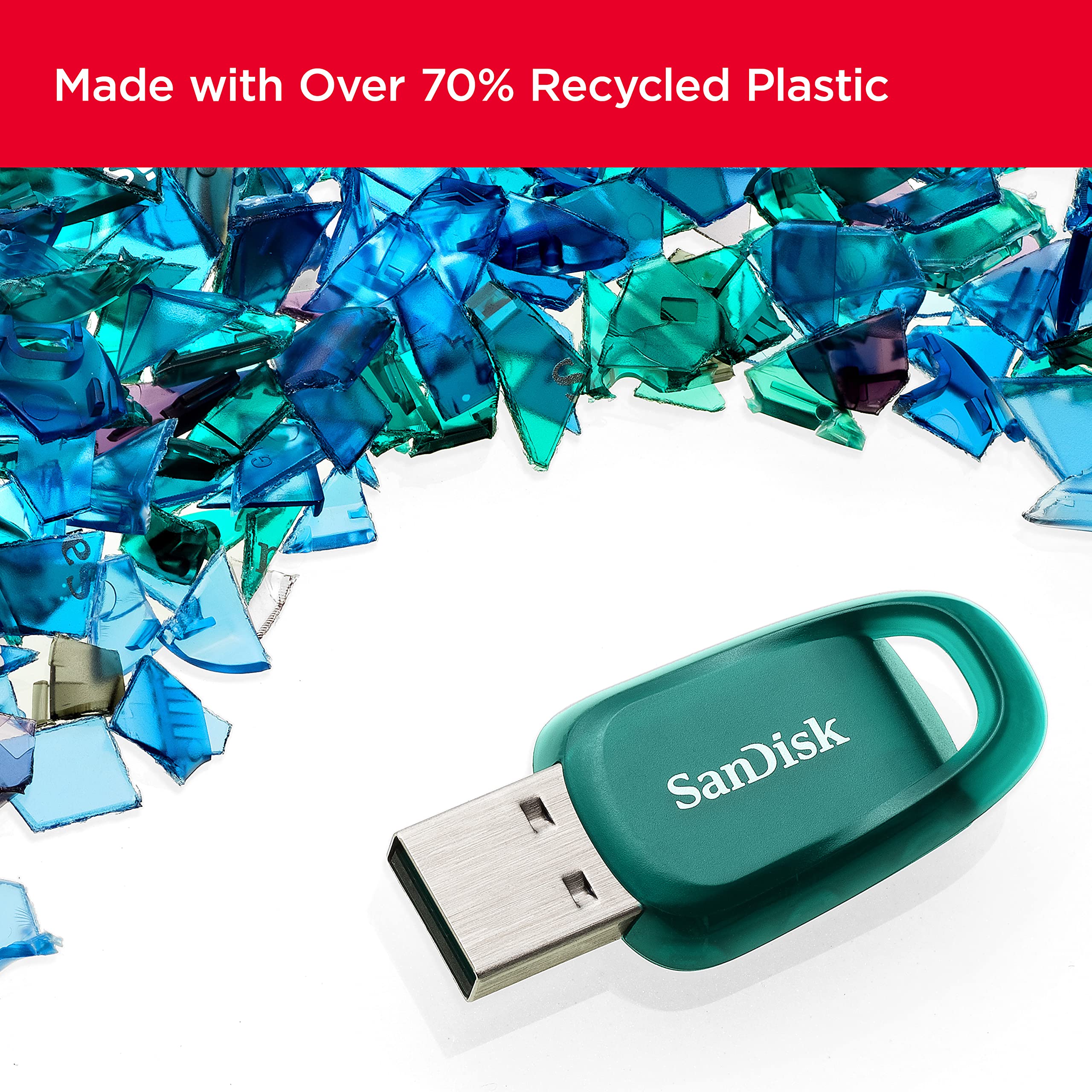 SanDisk 256GB Ultra Eco USB 3.2 Gen 1 Flash Drive - SDCZ96-256G-G46,Blue/Green