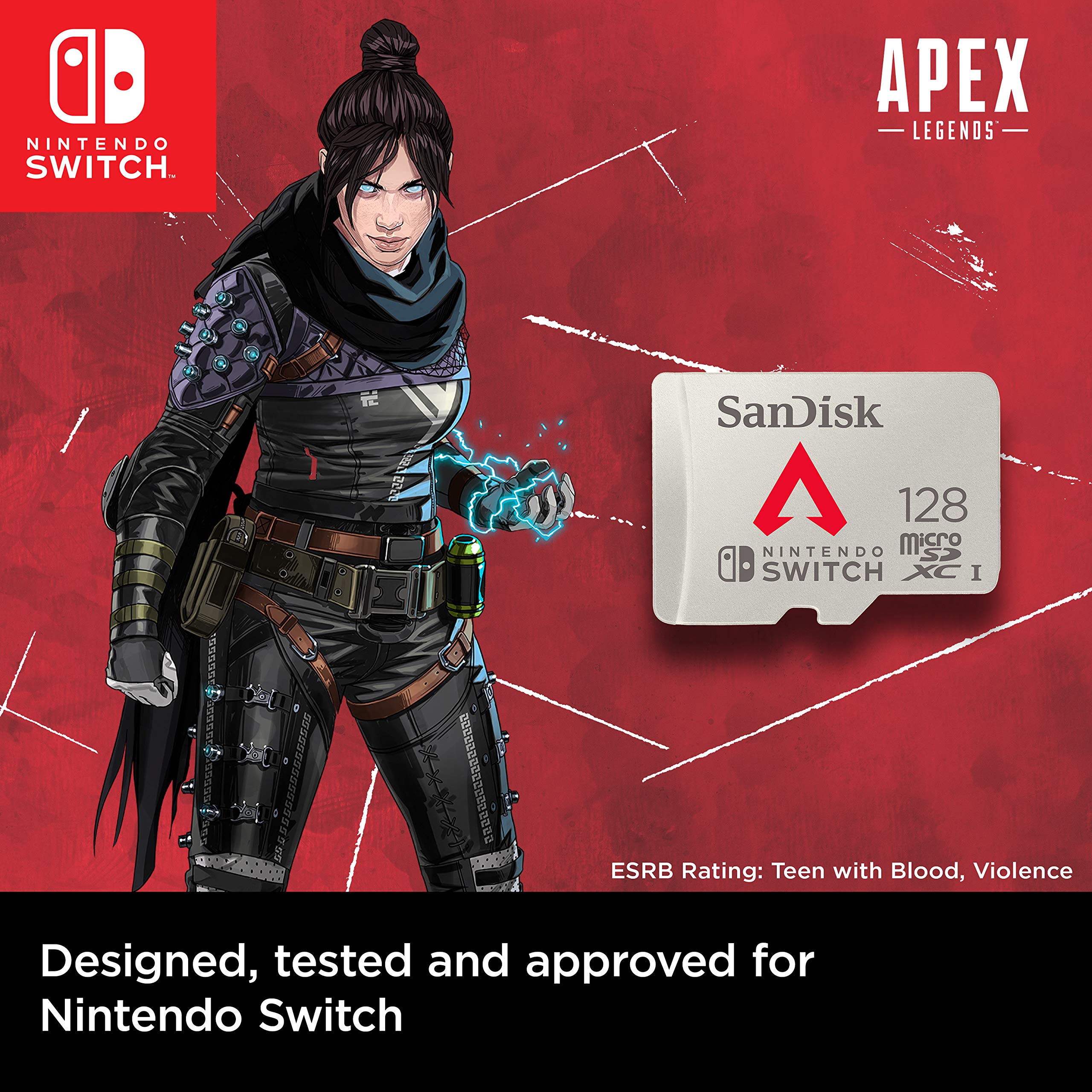 SanDisk 128GB microSDXC Card Licensed for Nintendo-Switch, Apex Legends Edition - SDSQXAO-128G-GN6ZY