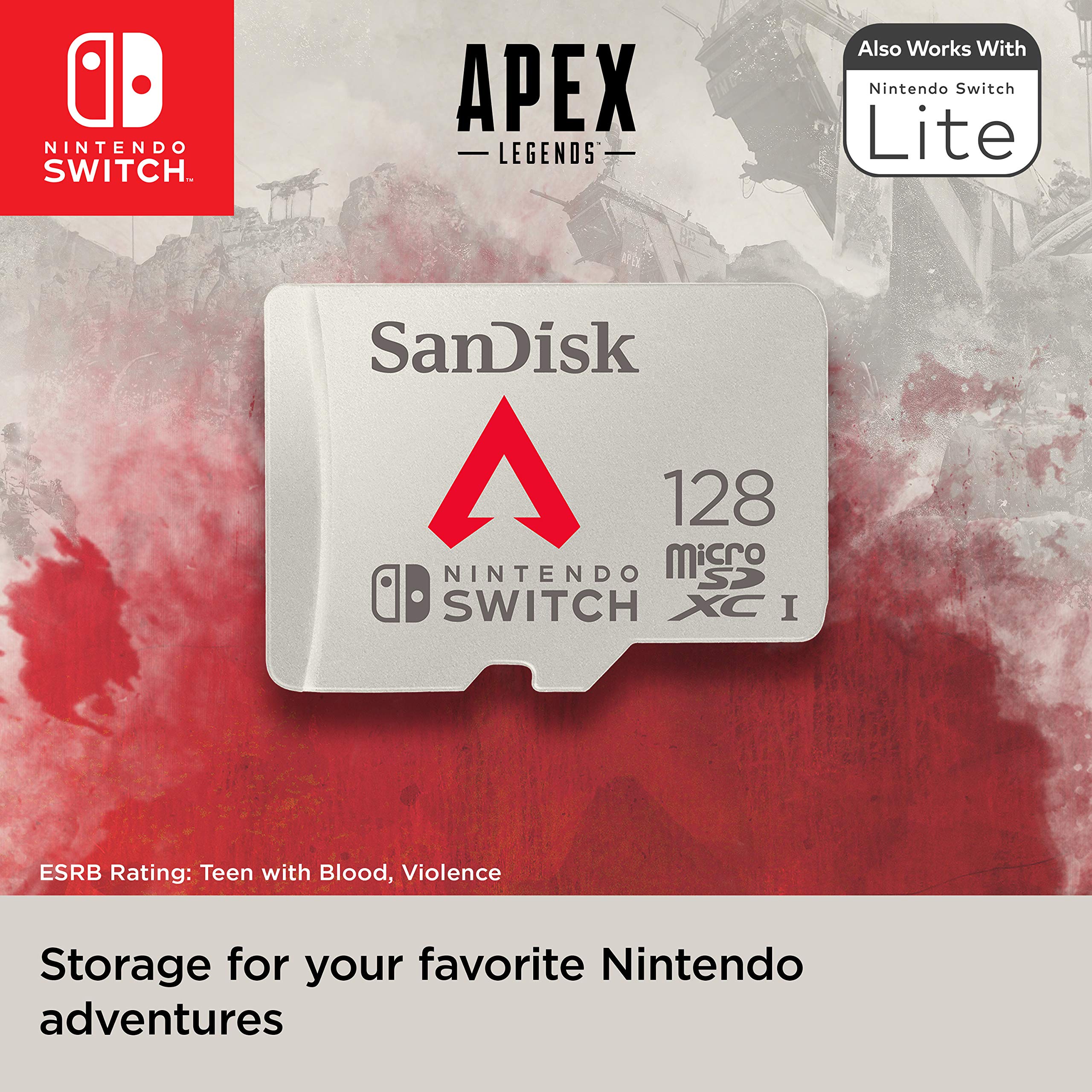 SanDisk 128GB microSDXC Card Licensed for Nintendo-Switch, Apex Legends Edition - SDSQXAO-128G-GN6ZY