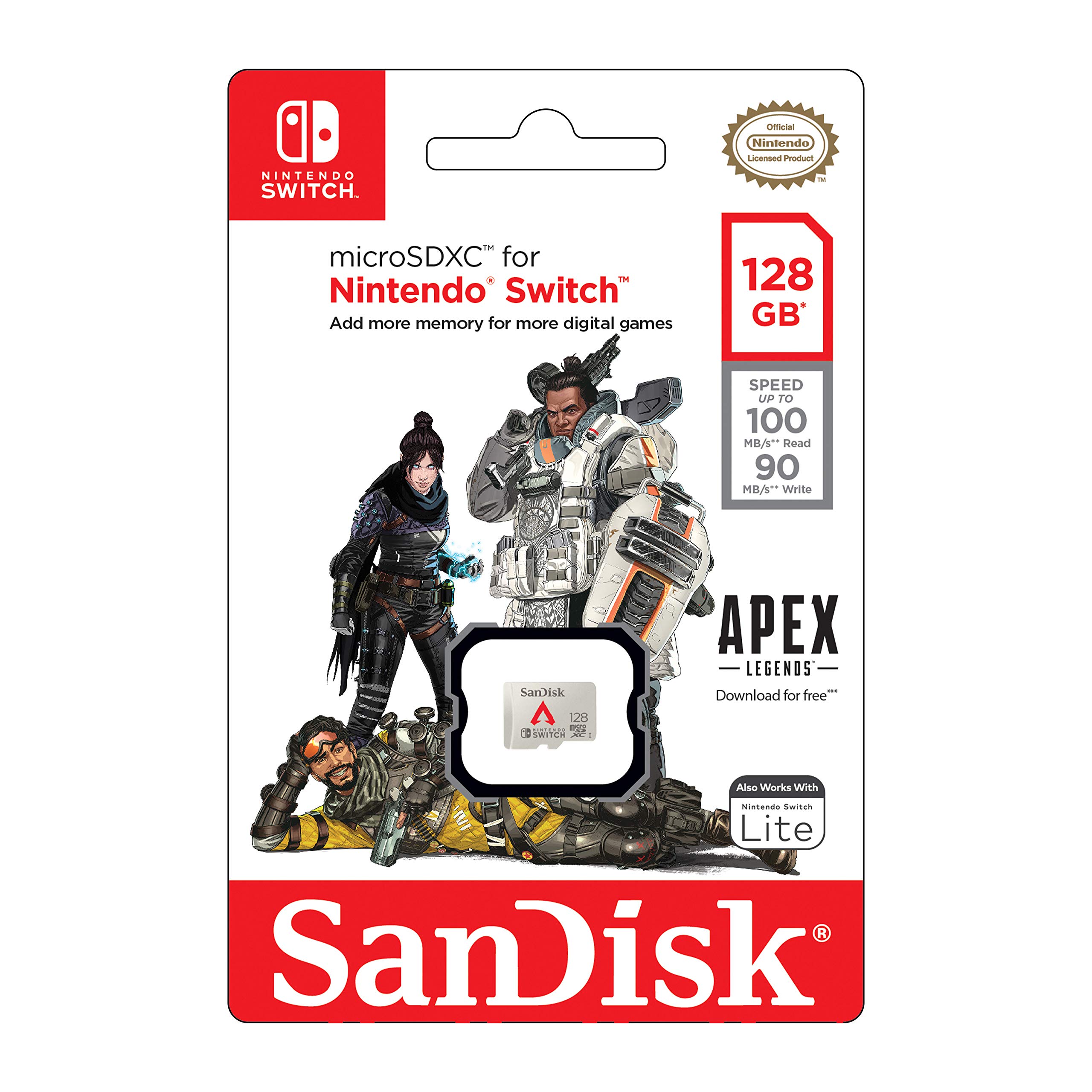 SanDisk 128GB microSDXC Card Licensed for Nintendo-Switch, Apex Legends Edition - SDSQXAO-128G-GN6ZY
