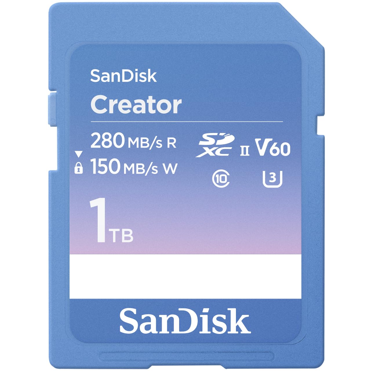 SanDisk 1TB Creator SD UHS-II Card, Read speeds up to 280MB/s, for DSLR and Mirrorless Cameras, 4K UHD, 6K Video, V60, 1 Month of Adobe Creative Cloud Included - SDSDXEP-1T00-GNCIS