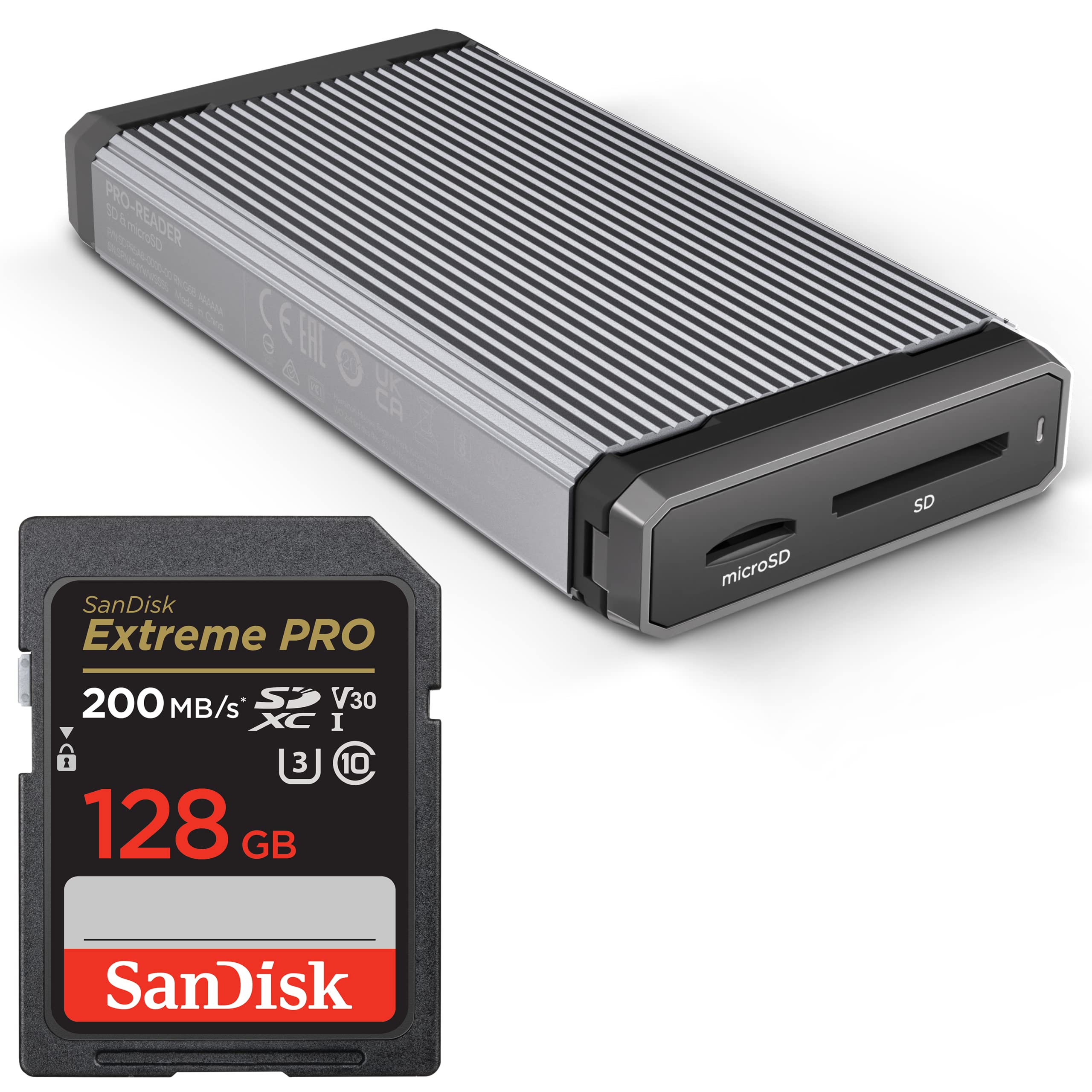 SanDisk 128GB Extreme PRO SDXC UHS-I Memory Card - Up to 200MB/s with SanDisk Professional PRO-Reader SD and microSD - High Performance Card Reader