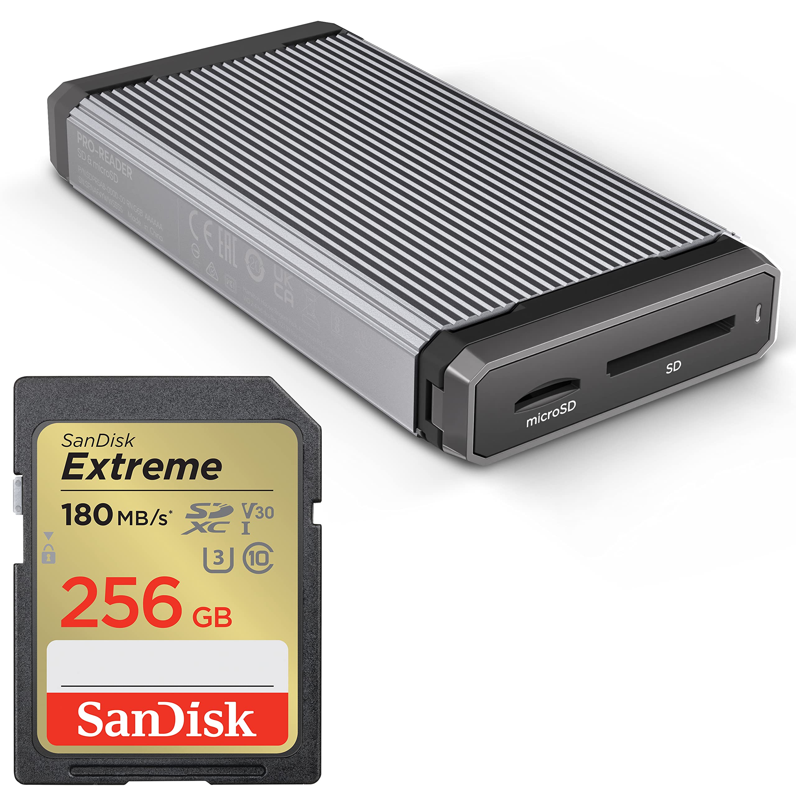 SanDisk 256GB Extreme SDXC UHS-I Memory Card - Up to 180MB/s with SanDisk Professional PRO-Reader SD and microSD - High Performance Card Reader
