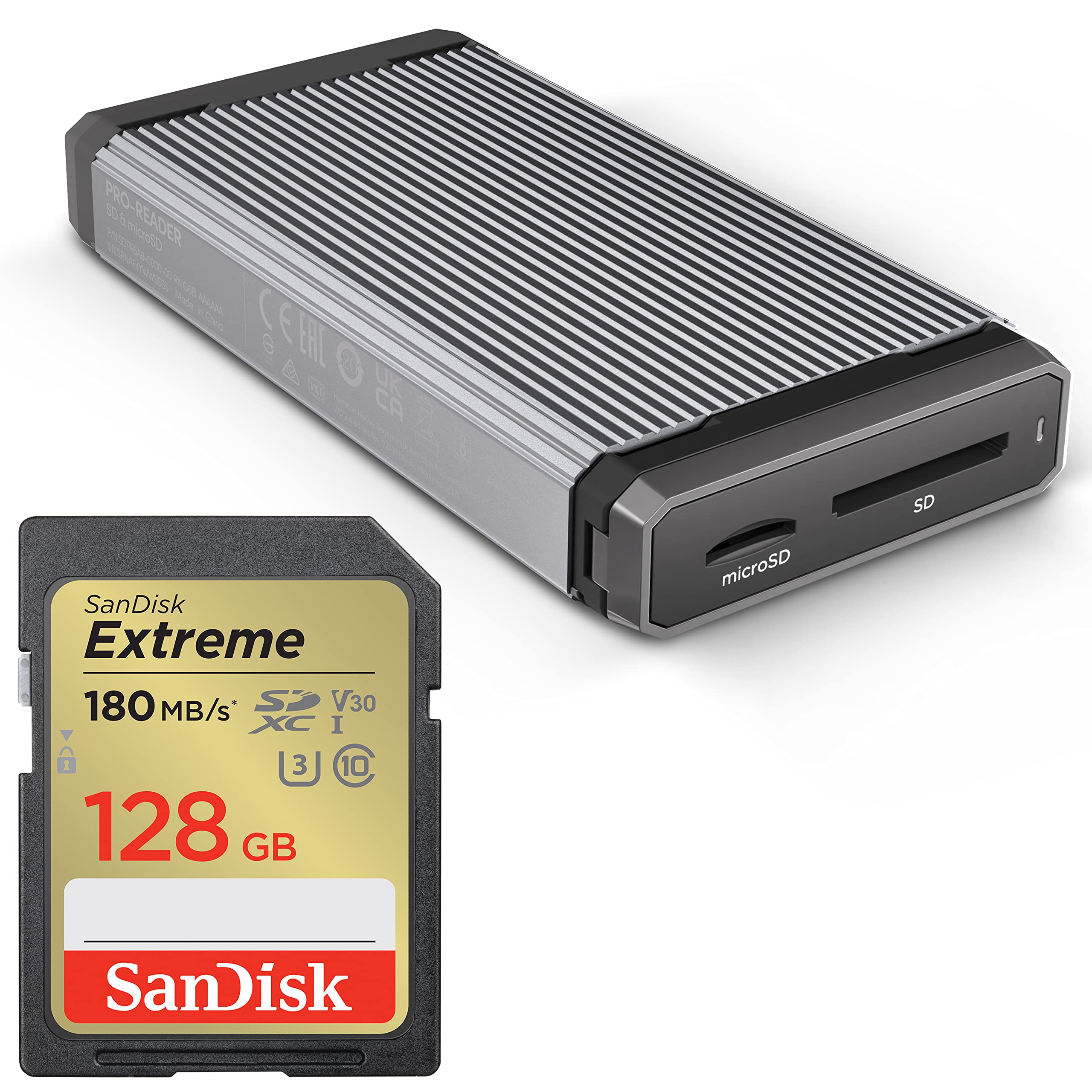 SanDisk 128GB Extreme SDXC UHS-I Memory Card - Up to 180MB/s with SanDisk Professional PRO-Reader SD and microSD - High Performance Card Reader