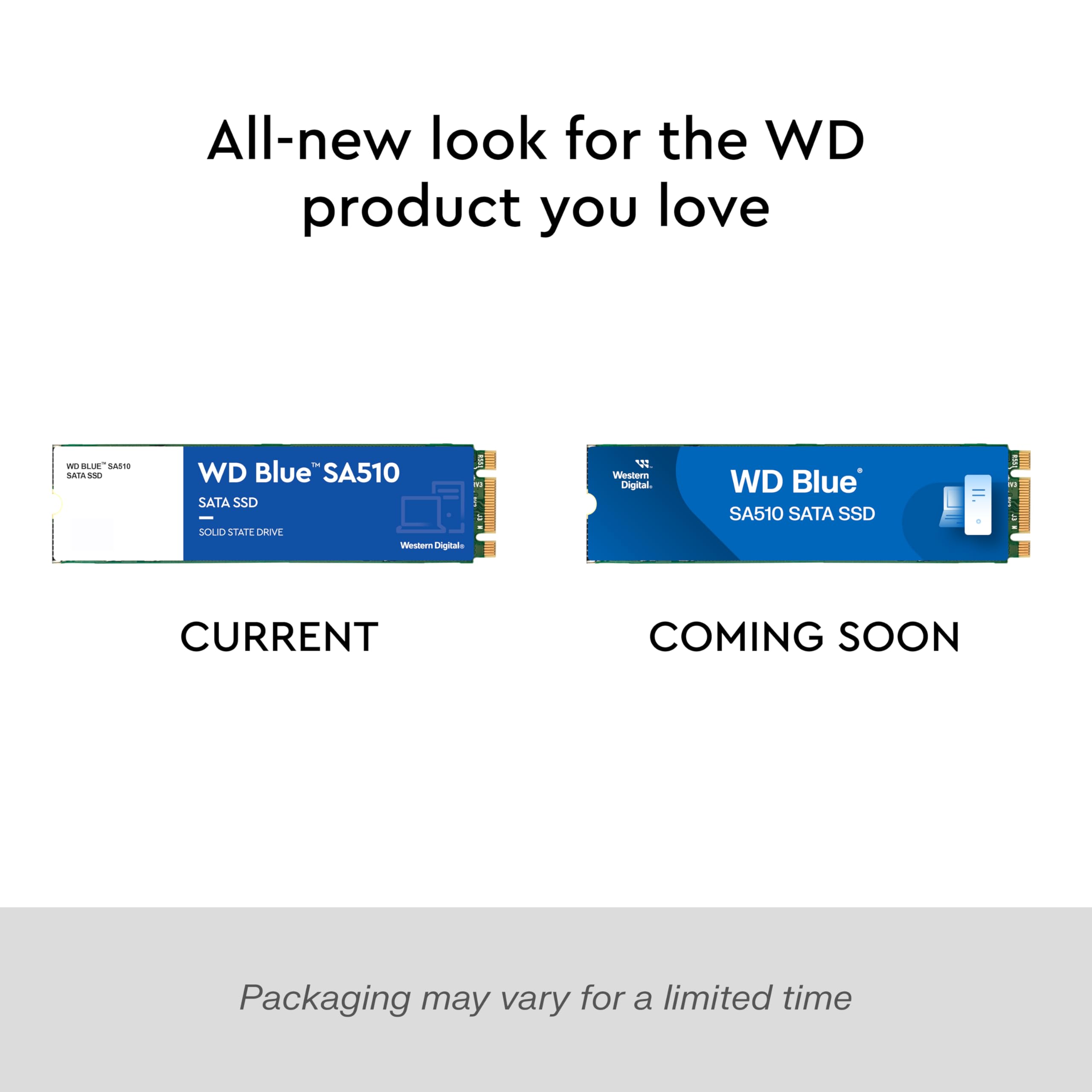 WD Blue SA510 250GB SATA SSD - SATA III 6 Gb/s, M.2 2280, Internal Solid State Drive, Up to 555 MB/s - WDS250G3B0B