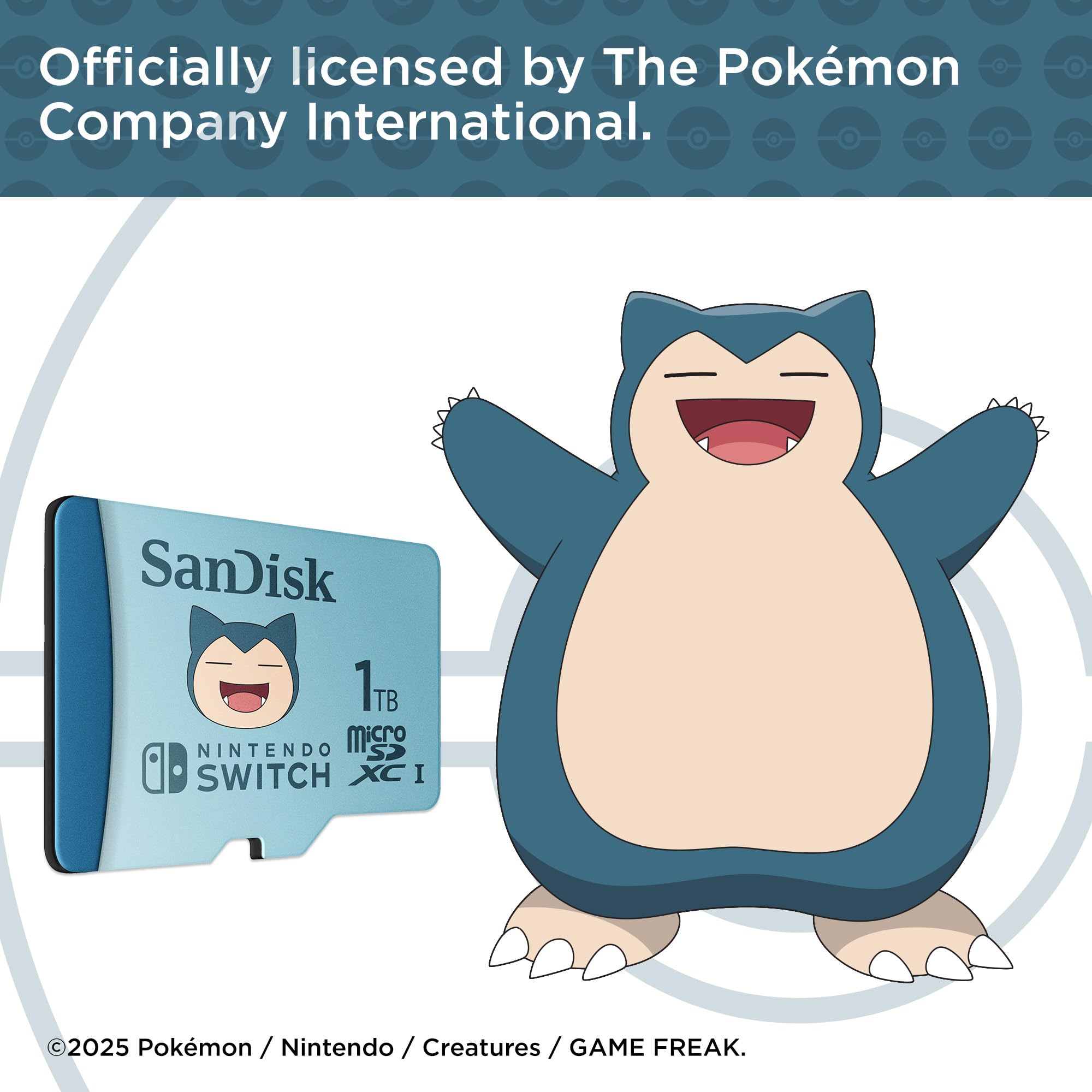 SanDisk 1TB microSDXC Card Licensed for Nintendo Switch, Pokémon Snorlax Edition - SDSQXAO-1T00-GN6ZK