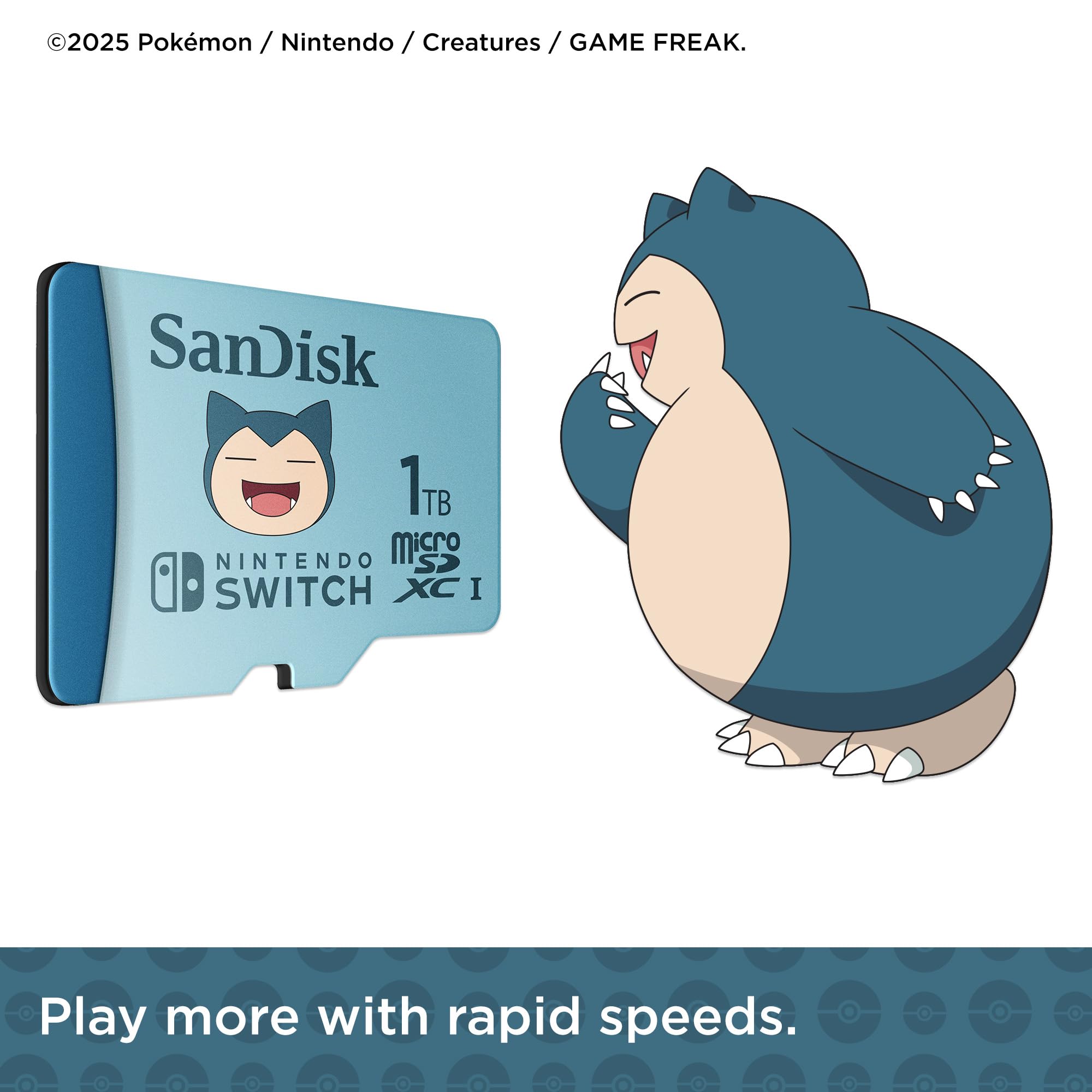 SanDisk 1TB microSDXC Card Licensed for Nintendo Switch, Pokémon Snorlax Edition - SDSQXAO-1T00-GN6ZK