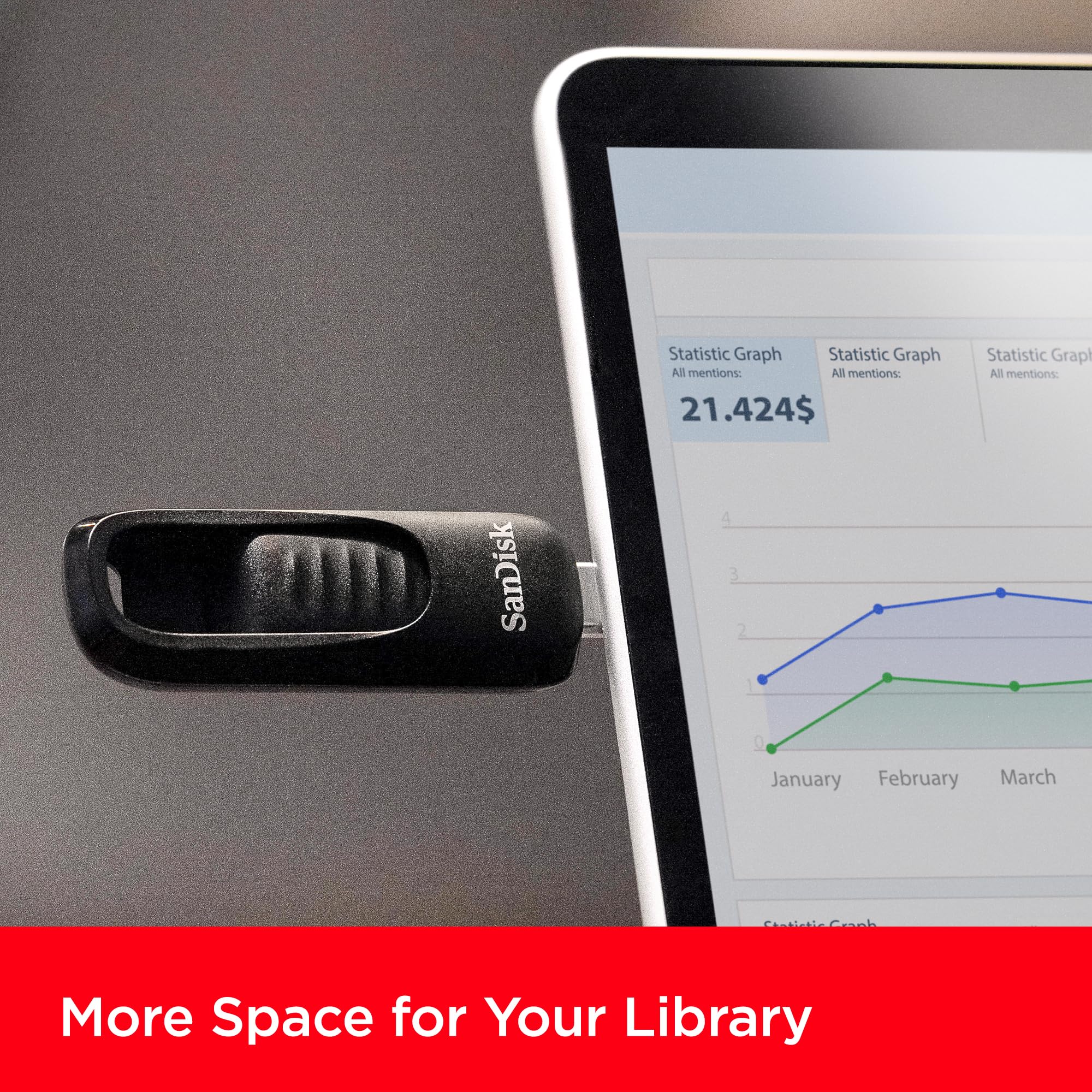SanDisk 1TB Ultra Slider USB Type-C Flash Drive - Up to 400MB/s, USB 3.2 Gen 1, Retractable Connector - SDCZ480-1T00-G46 3 SanDisk 1TB Ultra Slider USB Type-C Flash Drive - Up to 400MB/s, USB 3.2 Gen 1, Retractable Connector - SDCZ480-1T00-G46
