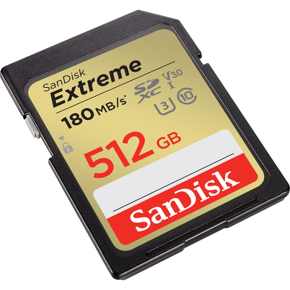 SanDisk 512GB Extreme SDXC UHS-I Memory Card - C10, U3, V30, 4K, UHD, SD Card - SDSDXVV-512G-GNCIN