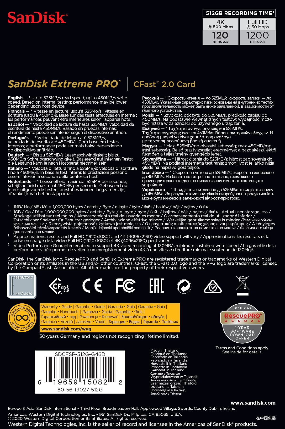 SanDisk 512GB Extreme PRO CFast 2.0 Memory Card - SDCFSP-512G-G46D 3 SanDisk 512GB Extreme PRO CFast 2.0 Memory Card - SDCFSP-512G-G46D