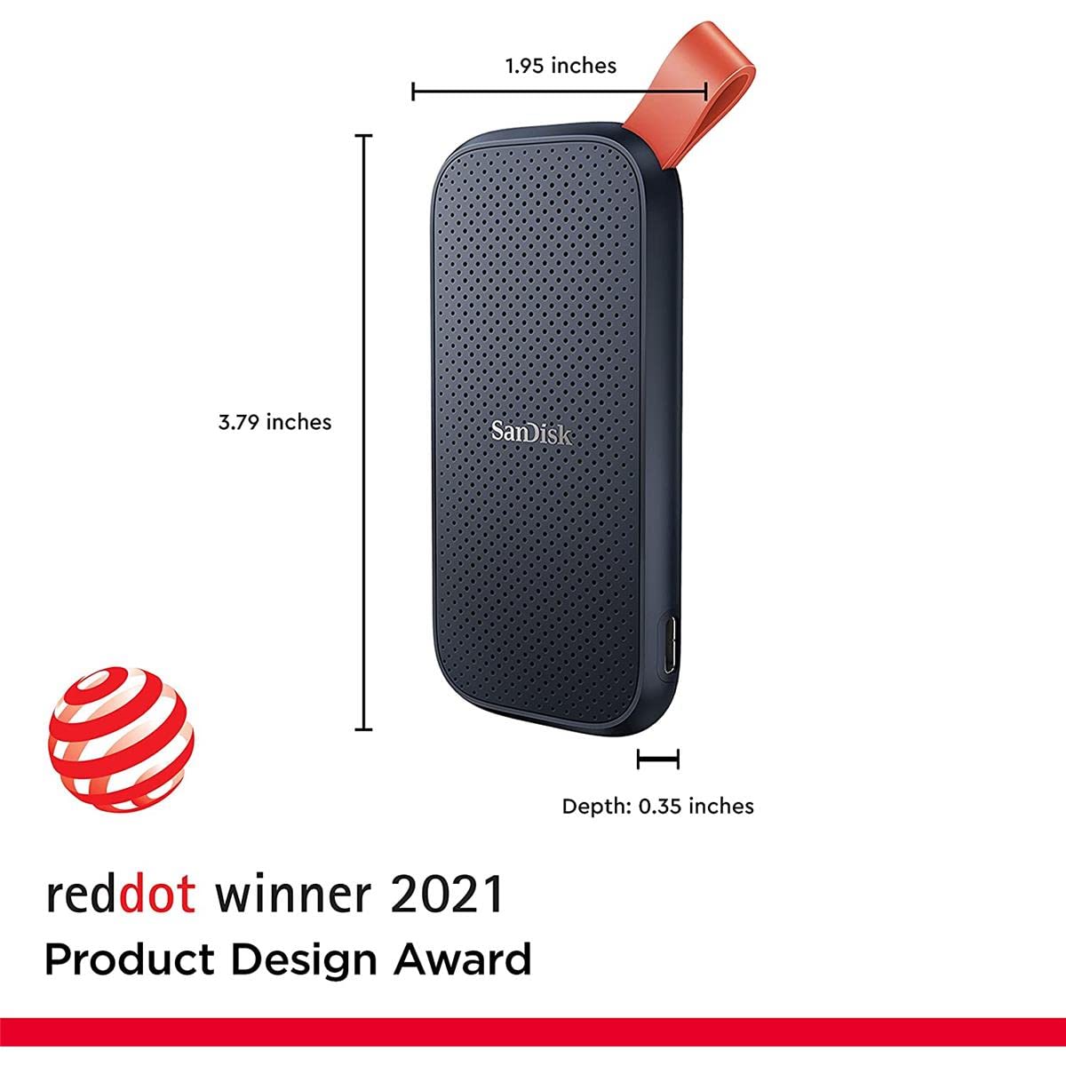 SanDisk 1TB Portable SSD - Up to 520MB/s, USB-C, USB 3.2 Gen 2 - SDSSDE30-1T00-G25